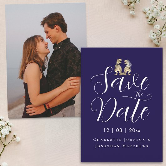 モダン フォト ファニー 恐竜 ウェディング セーブザデート