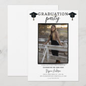 モダン フォト ブラック フレーム おしゃれな 卒業パーティー 招待状 (正面/裏面)