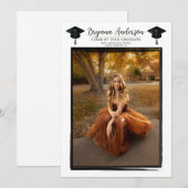 モダン フォト ブラック フレーム おしゃれな 卒業 帽 招待状 (正面/裏面)