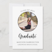 モダン フォト ブラック & ホワイト フォト 卒業式 招待状 (正面)