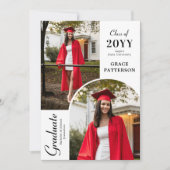 モダン フォト ブラック ホワイト 卒業発表 招待状 (正面)