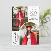 モダン フォト ブラック ホワイト 卒業発表 招待状 (スタンド正面)