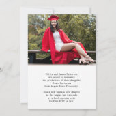 モダン フォト ブラック ホワイト 卒業発表 招待状 (裏面)