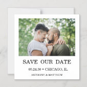 モダン フォト マグネティック LGBTQ セーブ・ザ・デート カード (正面)