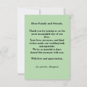 モダン フォト ミントグリーン サンキューカード (裏面)