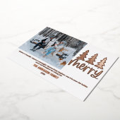 モダン フォト メリー ピンク ゴールド ホリデー カード (回転した状態)