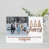 モダン フォト メリー ピンク ゴールド ホリデー カード (立ち正面)