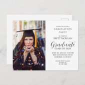 モダン フォト 卒業 キャップドレス インビテーションポストカード (正面/裏面)