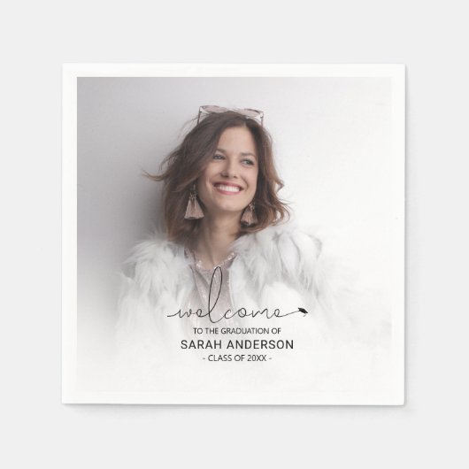 モダン フォト 卒業 スタンダードカクテルナプキン (正面)