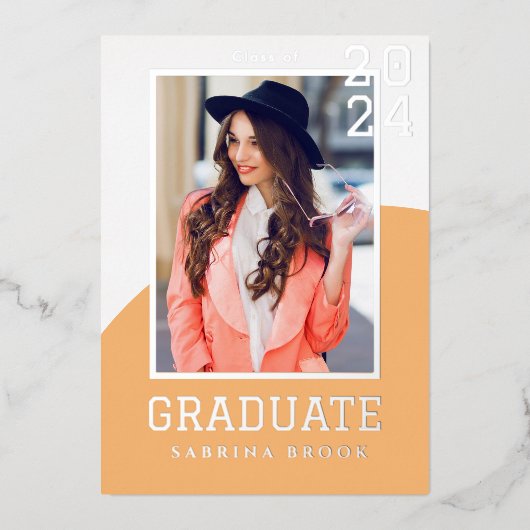 モダン フォト 卒業 箔招待状 (正面)