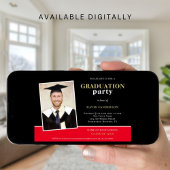 モダン フォト 名前 ゴールド ブラック レッド 卒業パーティー 招待状