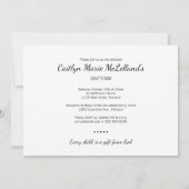 モダン フォト 赤ちゃん 命名式 洗礼 招待状 (裏面)