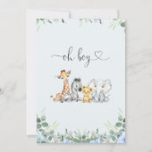 モダン フォリアージ ブルー フローラル サファリ ベイビー シャワー 招待状 (裏面)