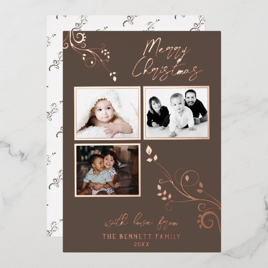 モダン フォリア リアル フォイル 3 フォト コラージュ 箔シーズンカード (正面/裏面)