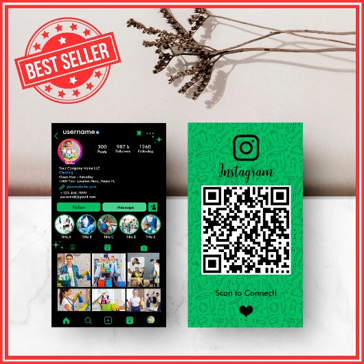 モダン・フォレストグリーン・ハウスキーピングInstagram QR 名刺