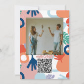 モダン フォレスト パターン スワッチ付き フォト ウェディング 招待状 (裏面)