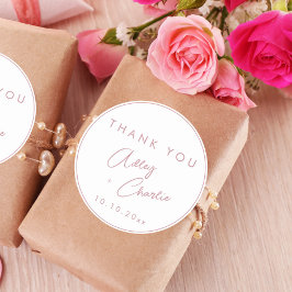 モダン フォント ローズゴールド ありがとう ウェディング フェイバータグ ラウンドシール