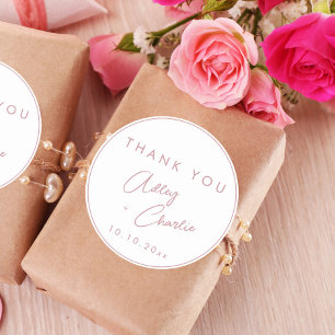 モダン フォント ローズゴールド サンクス ウェディング フェイバータグ ラウンドシール
