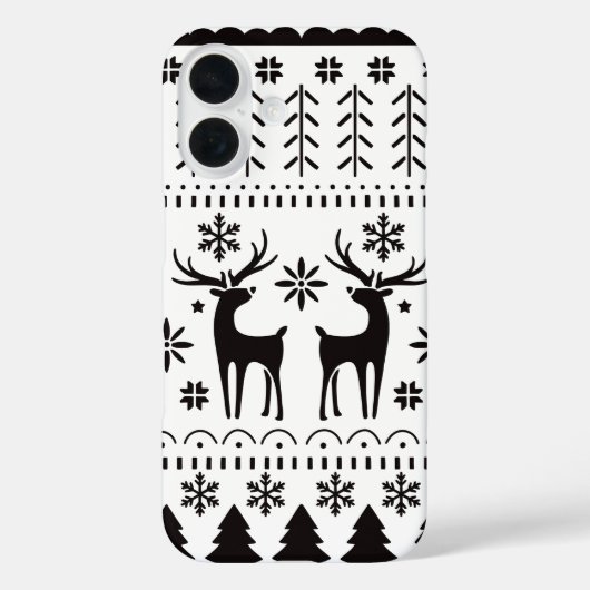 モダン・フォークアートのクリスマストリのトナカイ Case-Mate iPhoneケース (裏面)