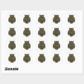 モダン・フォークアートのフクロウ スクエアシール (シート)