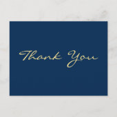 モダン フォーゴールド スクリプト ブルー 卒業 ありがとうございます ポストカード (正面)
