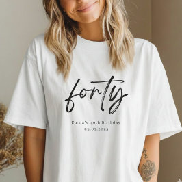 モダン フォーティ スクリプト カスタム40歳の誕生日Tシャツ Tシャツ