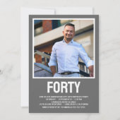 モダン フォーティ フォト 40歳の誕生日パーティー 招待状 (正面)
