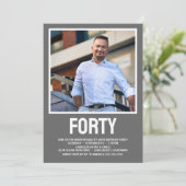 モダン フォーティ フォト 40歳の誕生日パーティー 招待状 (スタンド正面)
