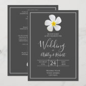 モダン フォーマル クラシック, ダークグレーに白, 結婚式 招待状 (正面/裏面)