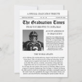モダン・フットボール選手の新聞写真卒業式 招待状 (正面)