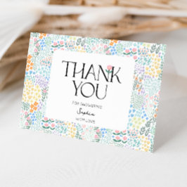 モダン フラワーズ カラフル ベイビー イン ブルーム ベイビー シャワー サンキューカード