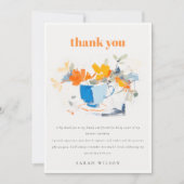 モダン フラワーティーカップ ブライダルシャワー テーパーティー サンキューカード (正面)