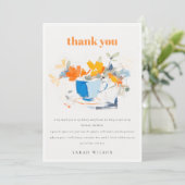 モダン フラワーティーカップ ブライダルシャワー テーパーティー サンキューカード (スタンド正面)