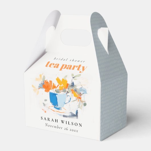 モダン フラワーティーカップ ブライダルシャワー テーパーティー フェイバーボックス (正面サイド)