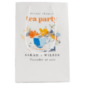 モダン フラワーティーカップ ブライダルシャワー テーパーティー ミディアムペーパーバッグ (正面)