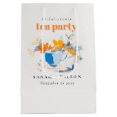 モダン フラワーティーカップ ブライダルシャワー テーパーティー ミディアムペーパーバッグ (裏面)