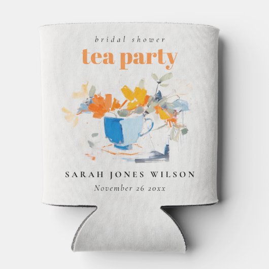 モダン フラワーティーカップ ブライダルシャワー テーパーティー 缶クーラー (裏面)