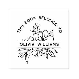 モダン フラワーデザイン この本は〇〇のもの カスタムネーム セルフインキングスタンプ