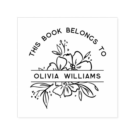 モダン フラワーデザイン この本は〇〇のもの カスタムネーム セルフインキングスタンプ (デザイン)