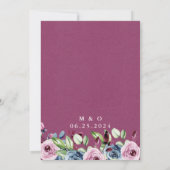 モダン フラワーナビ バーガンディー ウェディング 招待状 (裏面)