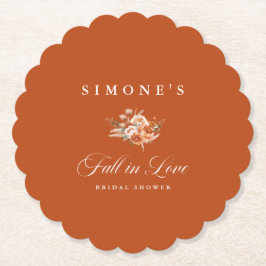 モダン フラワーフォール インラブ ブライダルシャワー ペーパーコースター