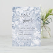 モダン フラワーブルー＆ホワイト ブライダルシャワー 招待状 (スタンド正面)
