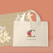 モダン フラワープリント オーダーメイドイニシャル ミニトート ミニトートバッグ