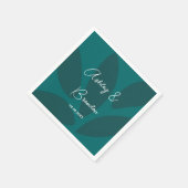 モダン フラワーペタル ボタニカル ティール 結婚式 ナプキン スタンダードカクテルナプキン (角)