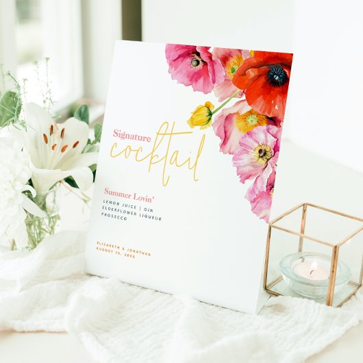 モダン フラワーポピー シグネチャー カクテル サイン