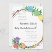 モダン フラワーレインボージオメトリックウェディング 招待状 (正面)