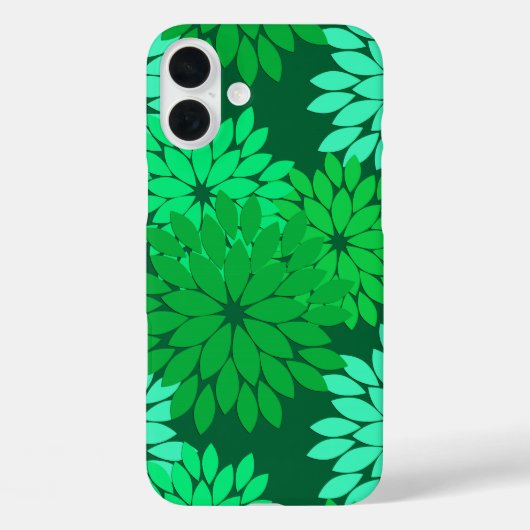 モダン フラワー きもの柄 エメラルドグリーン＋翡翠色 Case-Mate iPhoneケース (裏面)