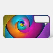 モダン フラワー アブストラクト アート ピンク ブルー パターン #17 SAMSUNG GALAXYケース (裏面横)