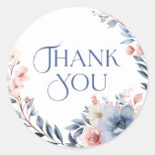 モダン フラワー ウォーターカラー サンクス スティッカー ラウンドシール (正面)