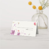 モダン フラワー カラフル バタフライ ブライダル シャワー プレイスカード (正面)